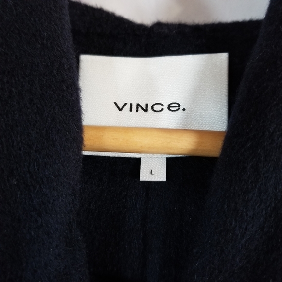 VINCE Wool and Cashmere Navy Jacket  w/ Hood, Lg - Picture 3 of 11